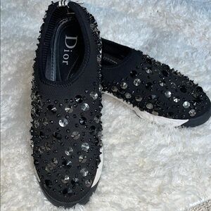 Designer Inspired Black Embellished Sneakers Fashion-Forward Design
